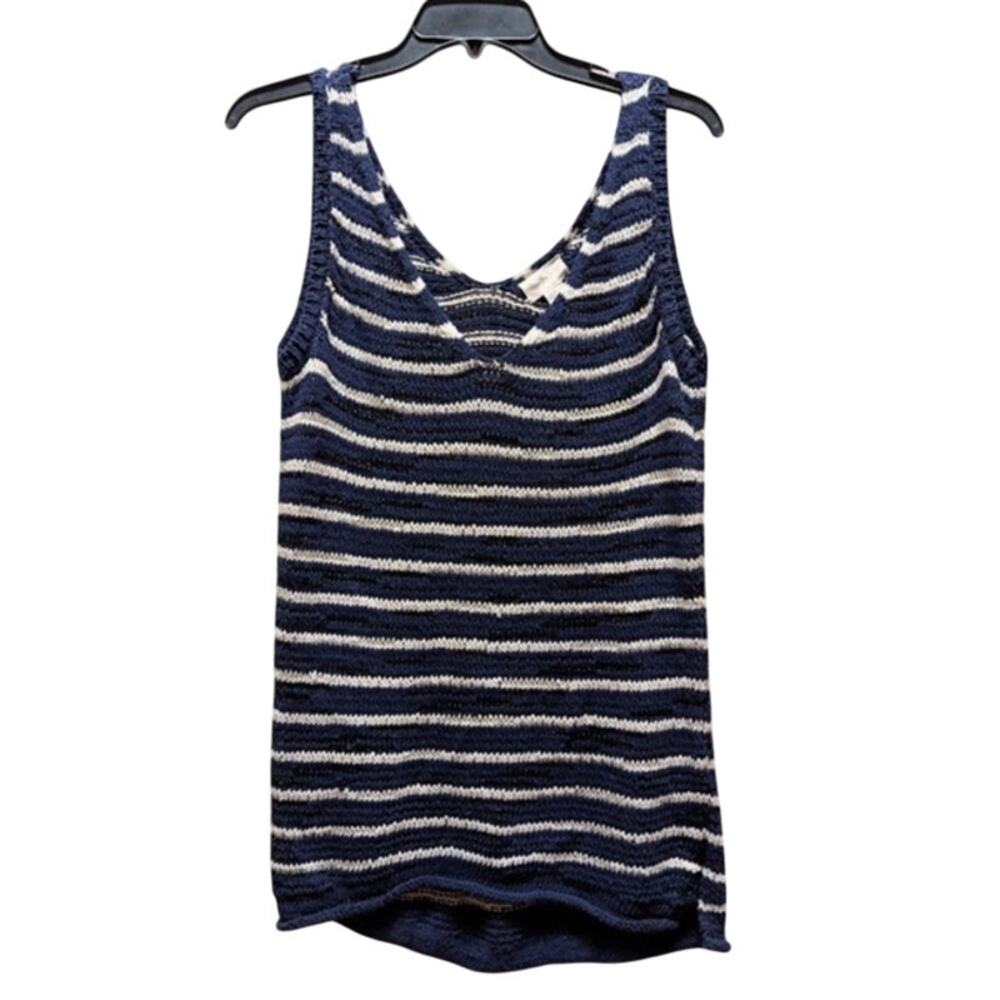 Caslon Womens Size Medium Blue White Black Crochet Tank top Blouse NEW